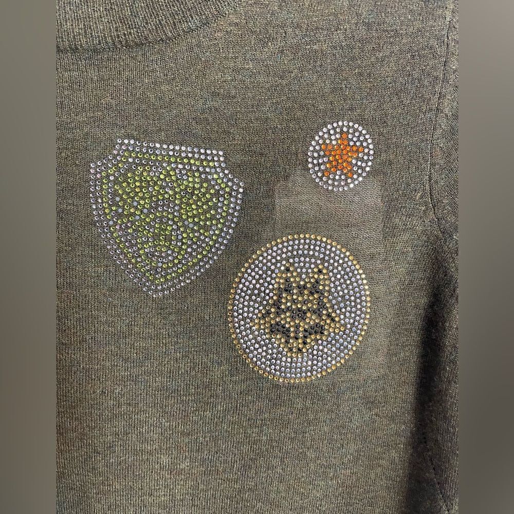 Zadig & Voltaire Cashmere Sweater with military color and crystals. NTW. Small - Picture 3 of 11